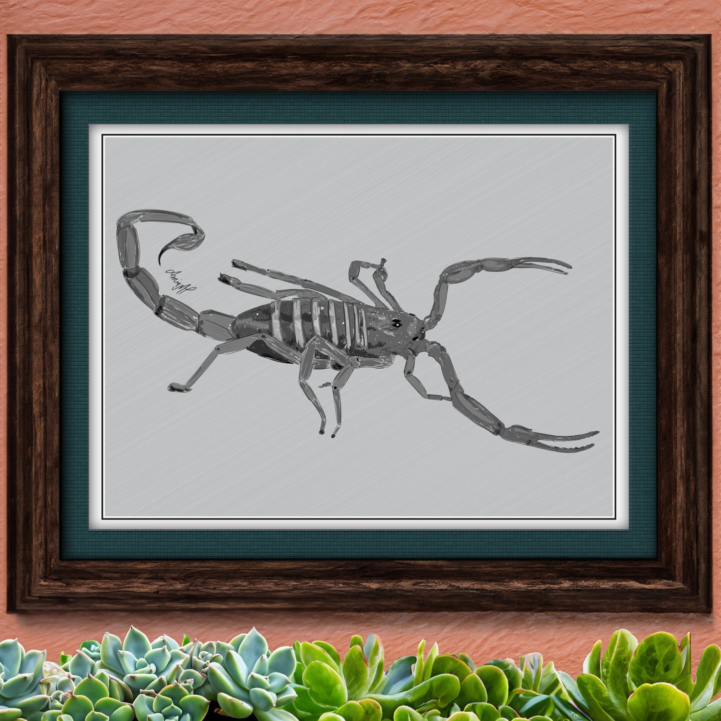 Line Art Insects - Bark Scorpion Art Print, available in 19 sizes