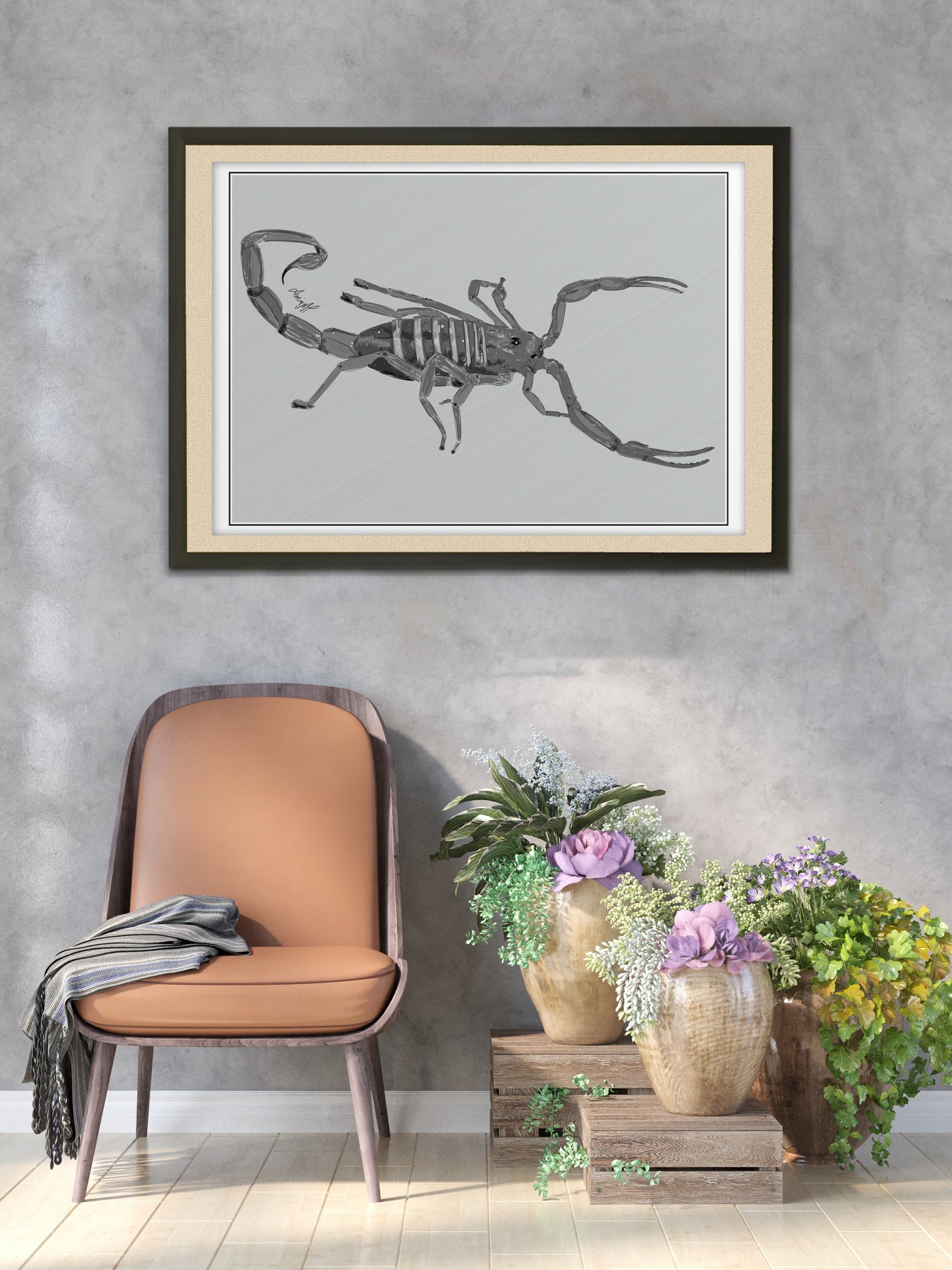 Line Art Insects - Bark Scorpion Art Print, available in 19 sizes