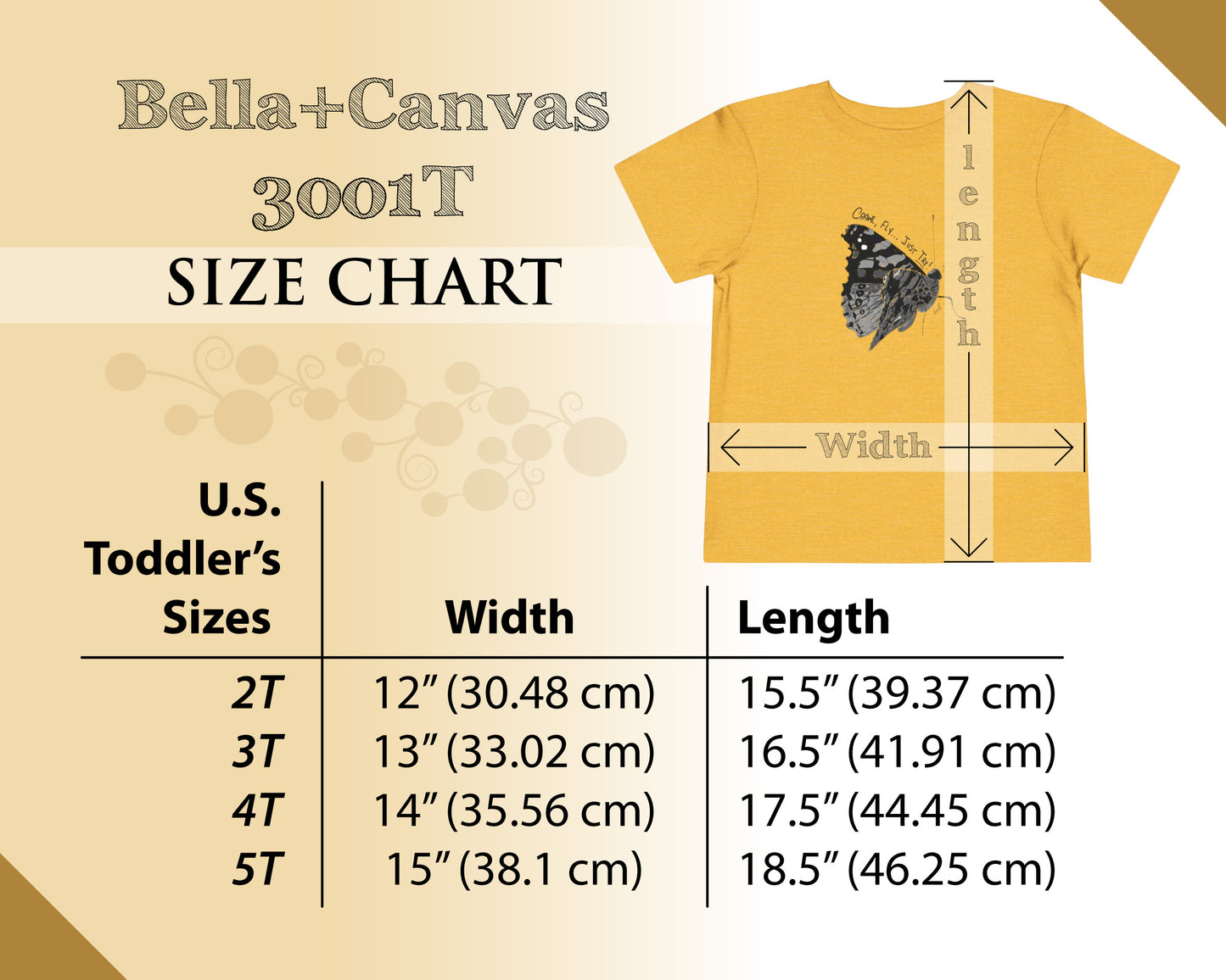 Crawl, Fly... Just Try Butterfly Toddler Short Sleeve Tee, U.S. Toddler Sizes 2T-5T