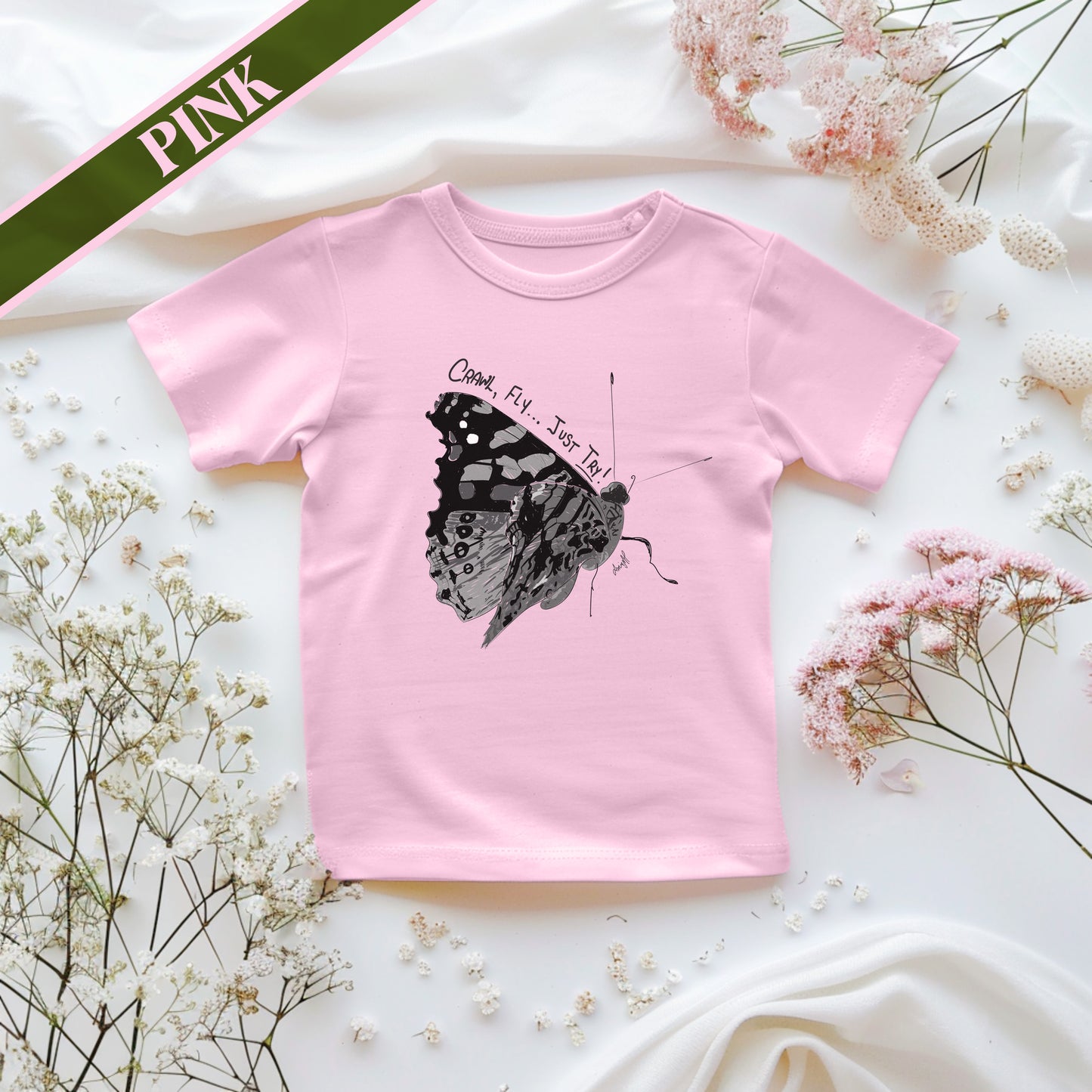 Crawl, Fly... Just Try, Butterfly Infant Fine Jersey Tee