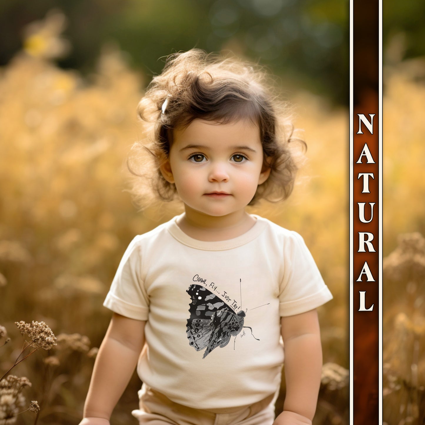 Crawl, Fly... Just Try Butterfly Toddler Short Sleeve Tee, U.S. Toddler Sizes 2T-5T